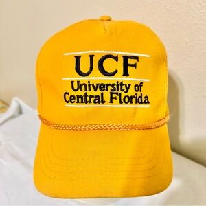 Vintage 80s UCF University of Central Florida SnapBack Cap *rare find in yellow*